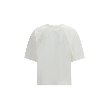 PINKO Stephanie Lace Insert White Cotton T-Shirt