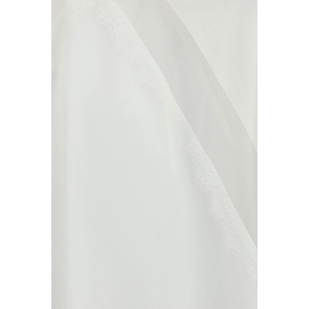 PINKO Stephanie Lace Insert White Cotton T-Shirt