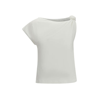 PINKO Marlena Top - White Cotton Sleeveless T-Shirt
