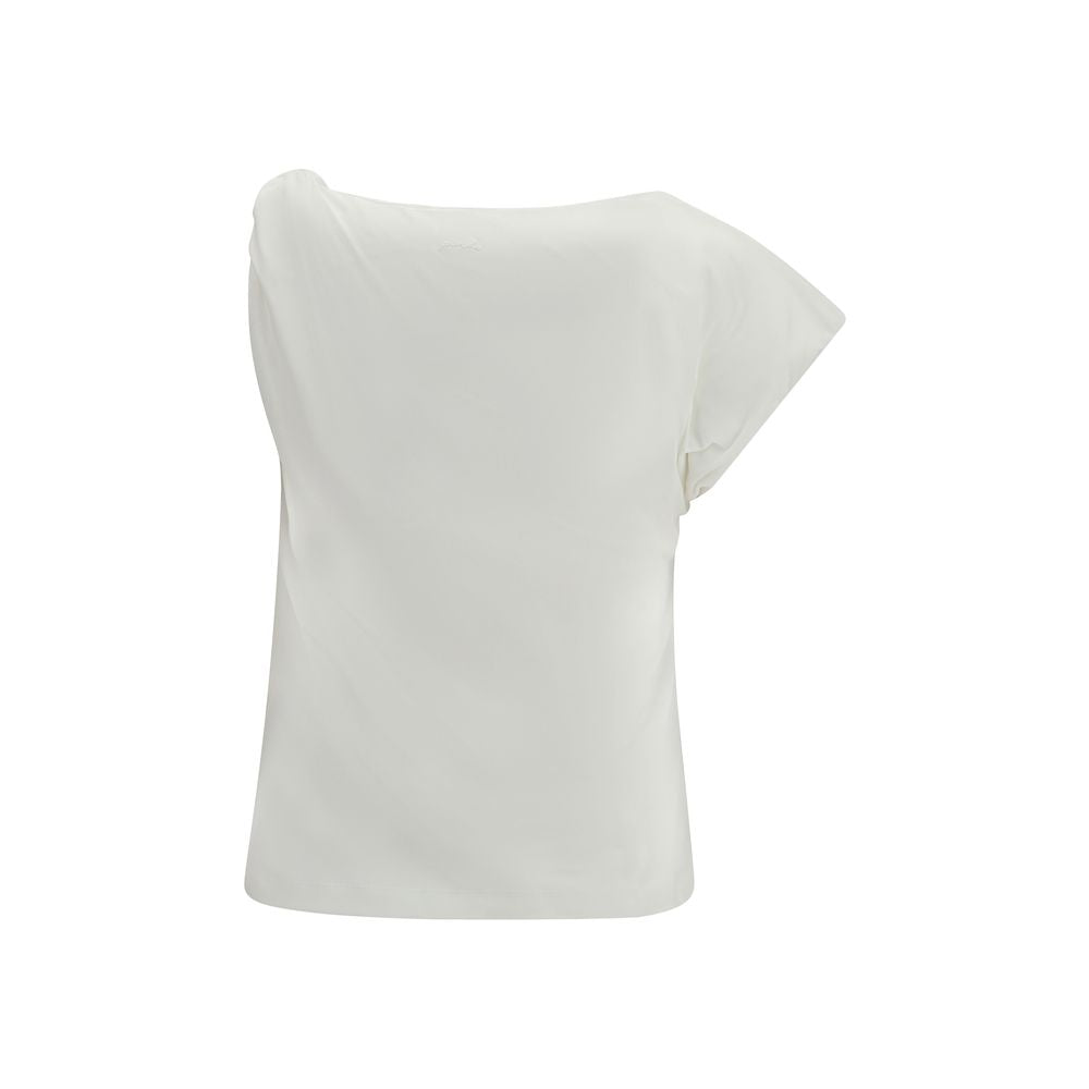PINKO Marlena Top - White Cotton Sleeveless T-Shirt