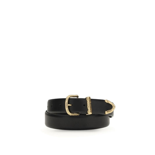 PINKO Black Calf Leather Bos Taurus Regular Belt - Refined Elegance for the Modern Woman