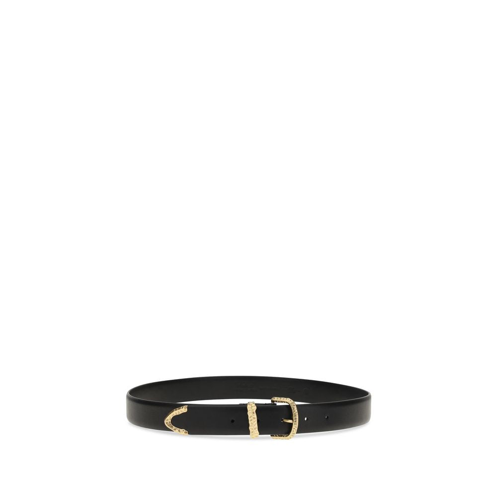 PINKO Black Calf Leather Bos Taurus Regular Belt - Refined Elegance for the Modern Woman