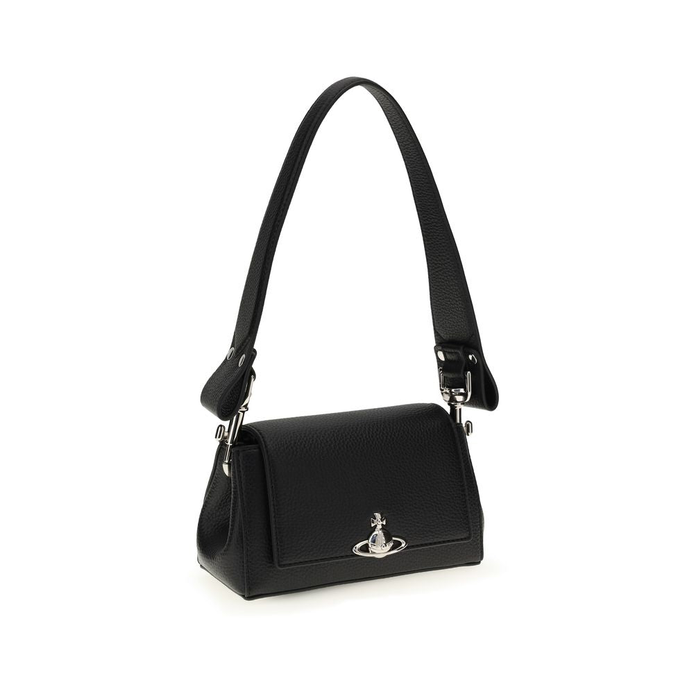 Vivienne Westwood Black Polyurethane Shoulder Bag: The Orb Shoulder Bag