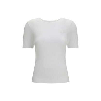 Ganni White Ribbed Cotton T-Shirt