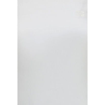 Ganni White Ribbed Cotton T-Shirt