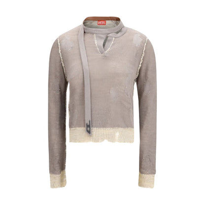 Diesel Gray Cotton Sweatshirt: Bold Streetwear Statement