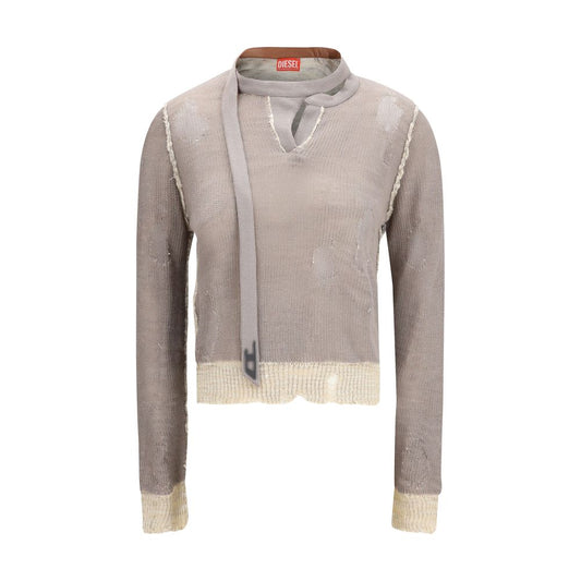 Diesel Gray Cotton Sweatshirt: Bold Streetwear Statement