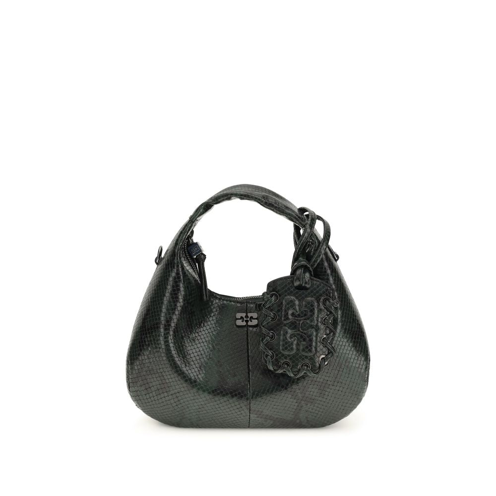 Ganni Black Recycled Polyester Handbag - Mini Snake