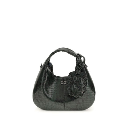 Ganni Black Recycled Polyester Handbag - Mini Snake