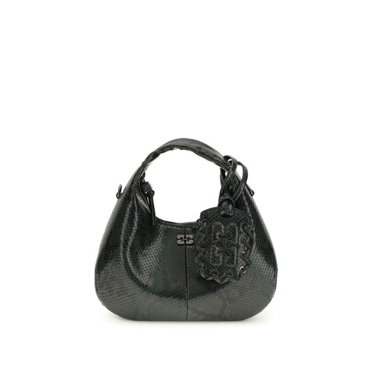 Ganni Black Recycled Polyester Handbag - Mini Snake