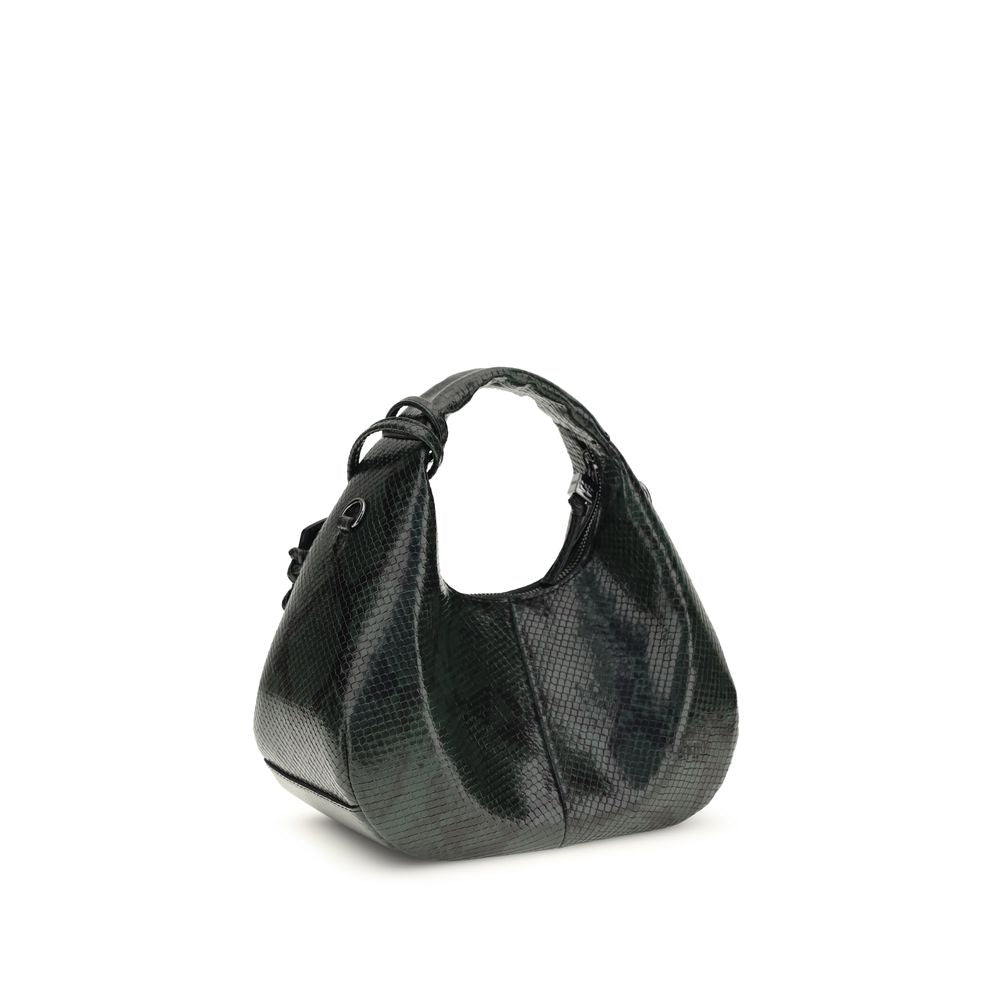 Ganni Black Recycled Polyester Handbag - Mini Snake