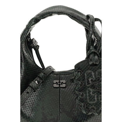 Ganni Black Recycled Polyester Handbag - Mini Snake