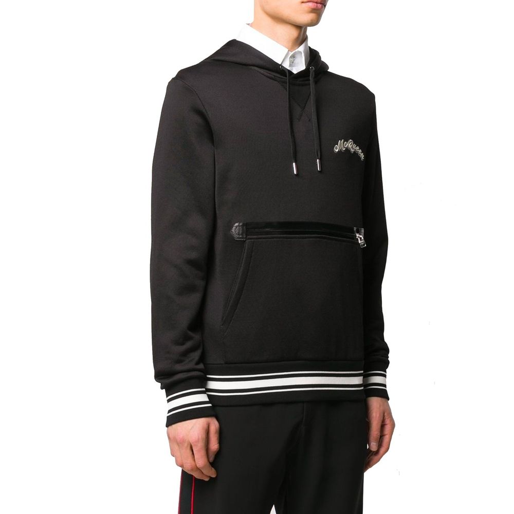 Alexander McQueen Black Cotton Sweatshirt – A Masterpiece of Edgy Elegance