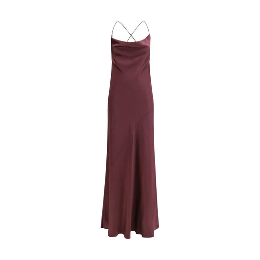 PINKO Bordeaux Marabou Casual Dress - Elegant Slip Style