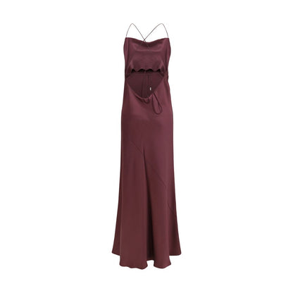 PINKO Bordeaux Marabou Casual Dress - Elegant Slip Style