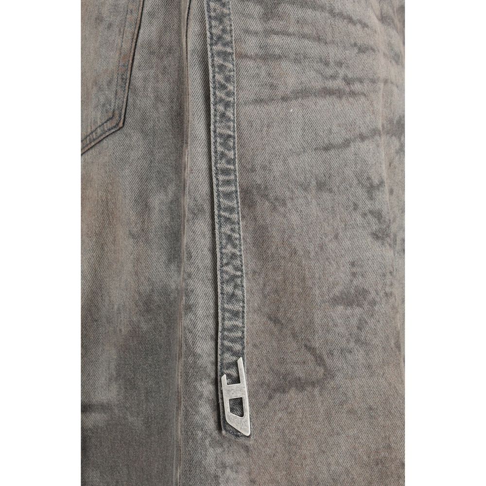 Diesel De-Morika-Fsi Flared Midi Skirt in Gray Lyocell