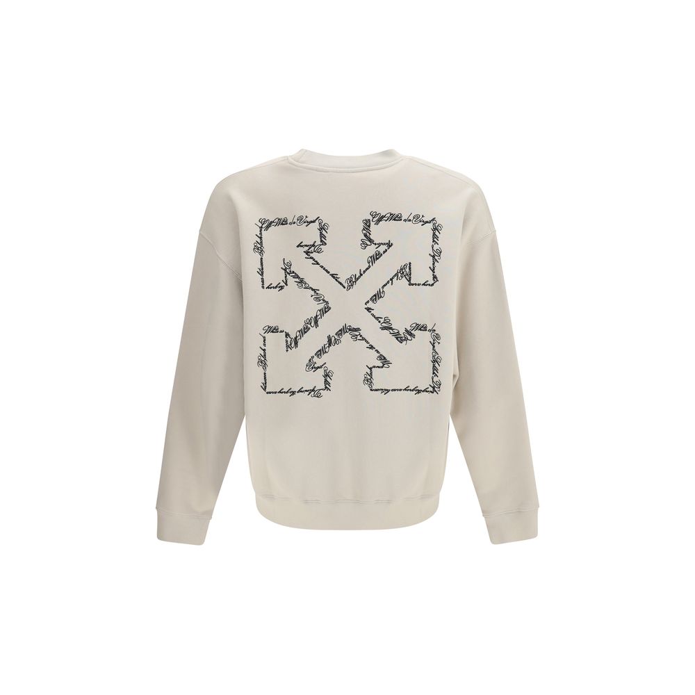 Off-White Beige Cotton Sweatshirt - Script Arrow Crewneck
