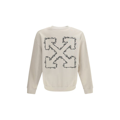 Off-White Beige Cotton Sweatshirt - Script Arrow Crewneck