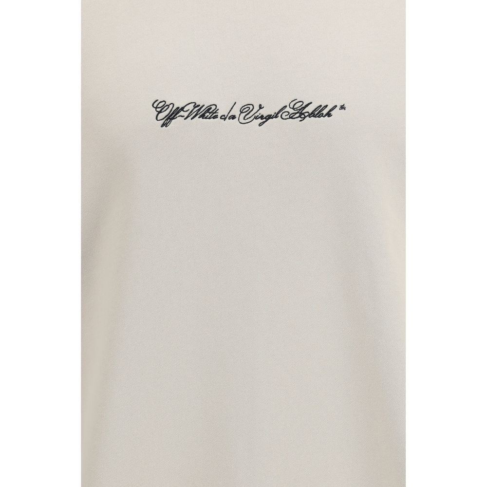 Off-White Beige Cotton Sweatshirt - Script Arrow Crewneck