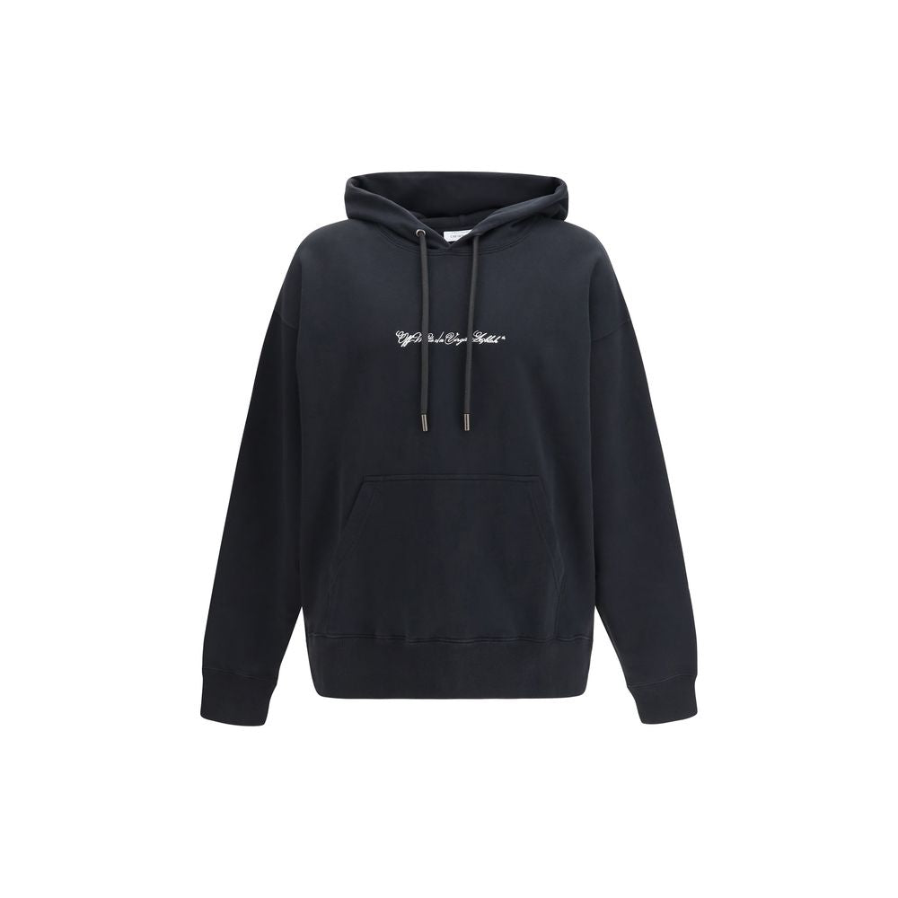 Off-White Black Cotton Sweatshirt - Script Arrow Diagonal Skate Hoodie