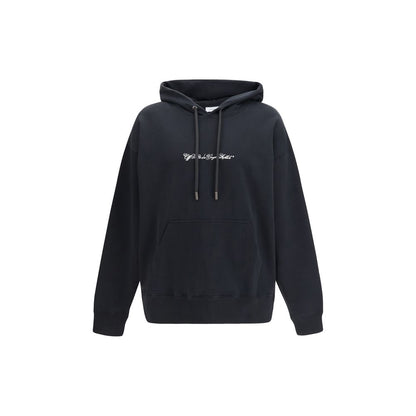 Off-White Black Cotton Sweatshirt - Script Arrow Diagonal Skate Hoodie