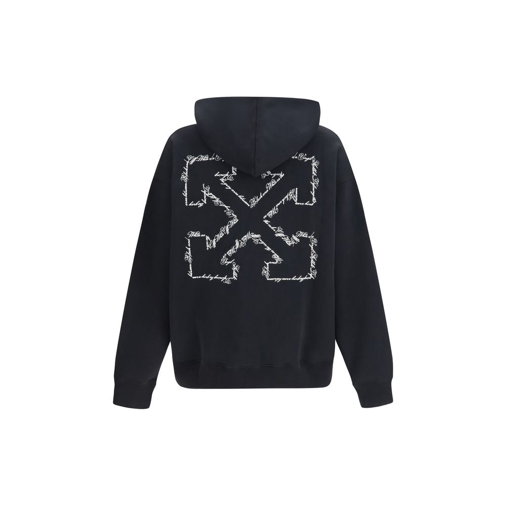 Off-White Black Cotton Sweatshirt - Script Arrow Diagonal Skate Hoodie