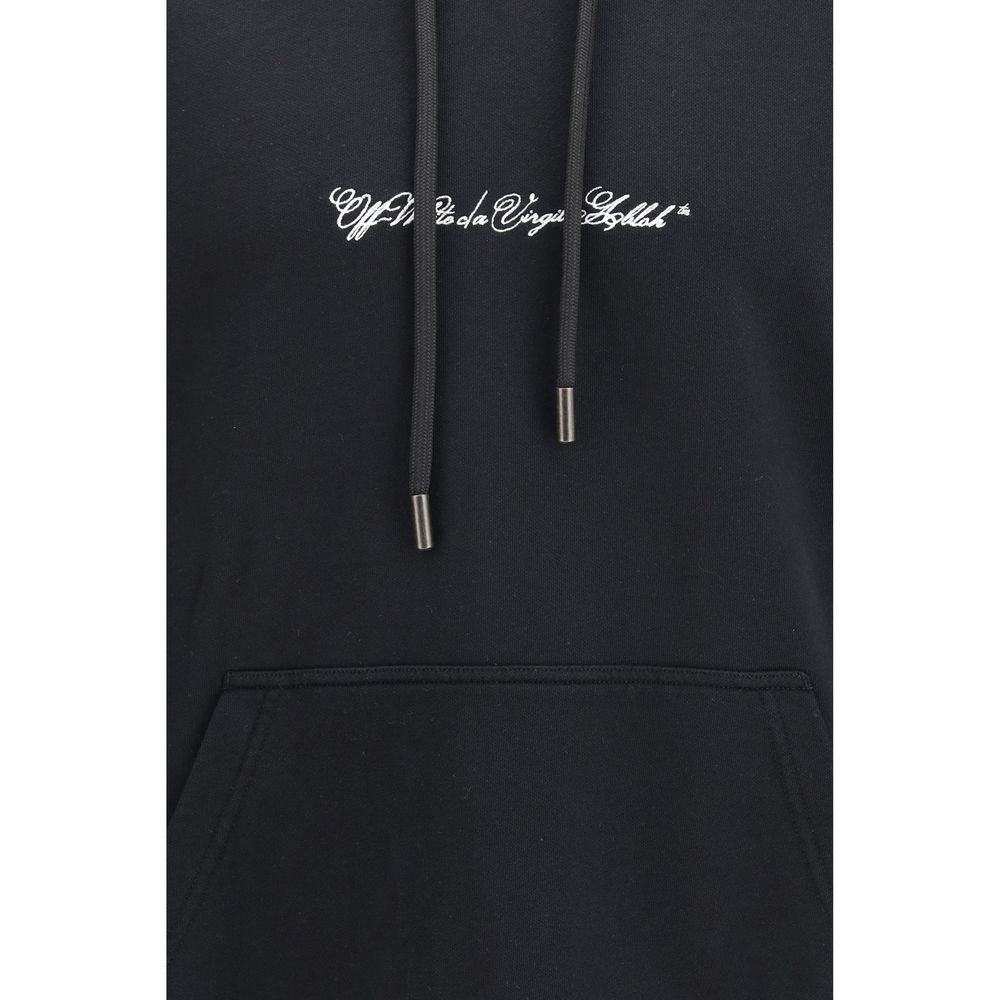 Off-White Black Cotton Sweatshirt - Script Arrow Diagonal Skate Hoodie
