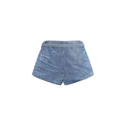 Diesel Blue Cotton Bermuda Shorts - Distressed Design with Dynamic Layering