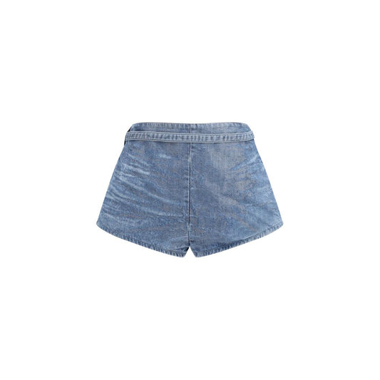 Diesel Blue Cotton Bermuda Shorts - Distressed Design with Dynamic Layering