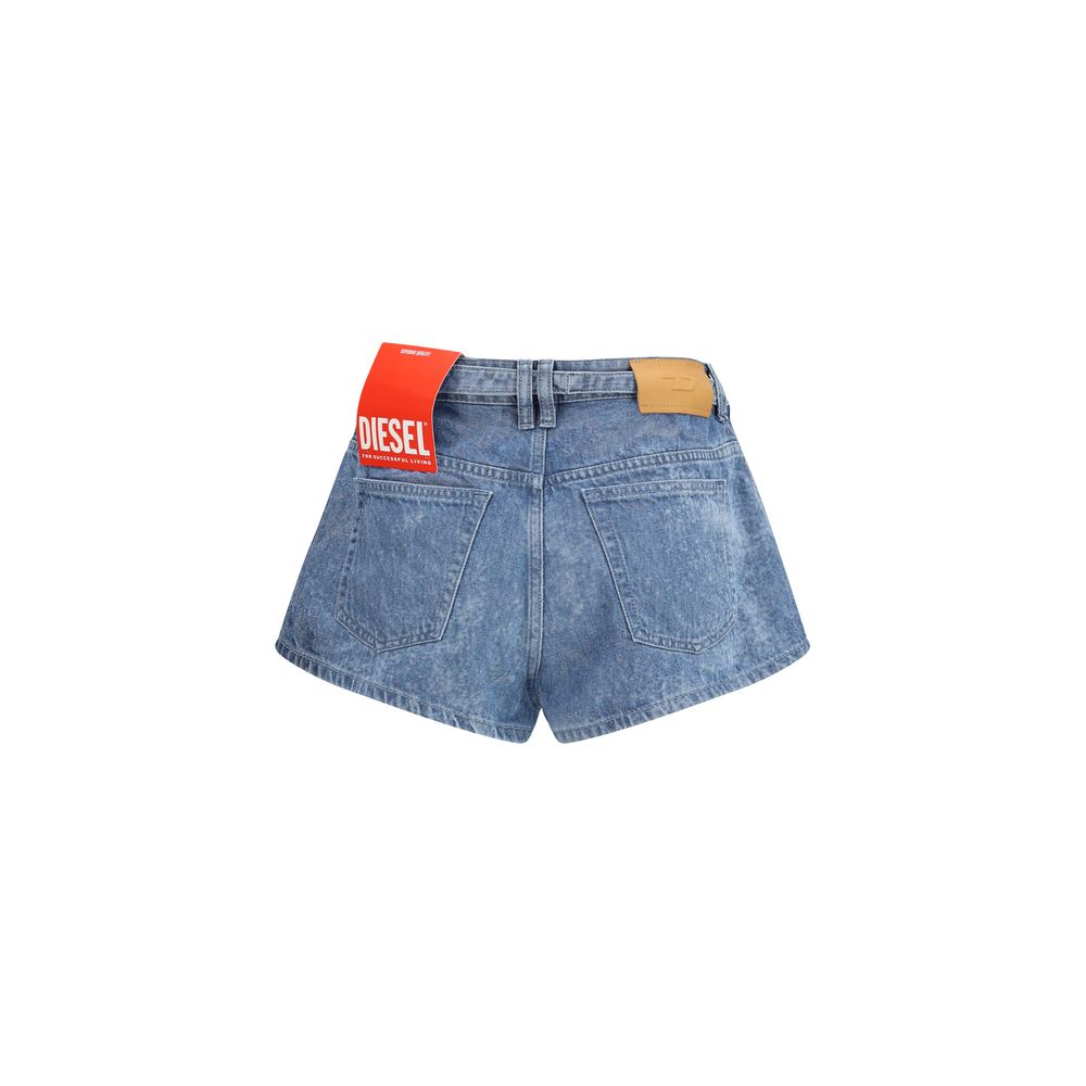 Diesel Blue Cotton Bermuda Shorts - Distressed Design with Dynamic Layering