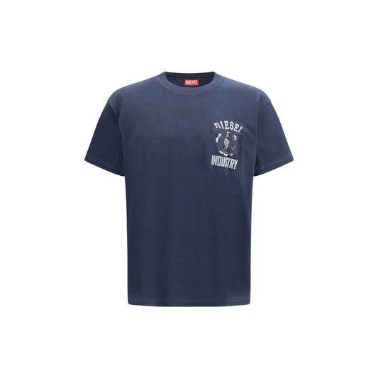Diesel Blue Cotton Sportswear Short Sleeve Crewneck T-shirt