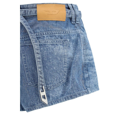 Diesel Blue Cotton Bermuda Shorts - Distressed Design with Dynamic Layering