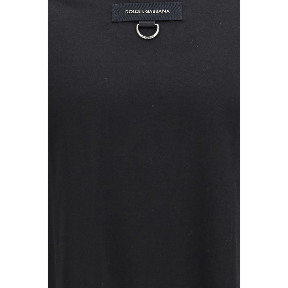 Dolce & Gabbana Black Cotton T-Shirt with D-Ring Detail