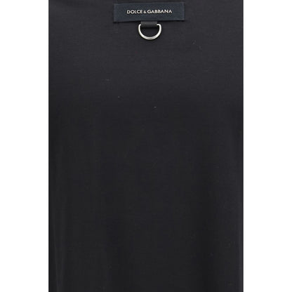 Dolce & Gabbana Black Cotton T-Shirt with D-Ring Detail