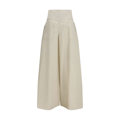 Brunello Cucinelli Beige Cotton Palazzo Pants