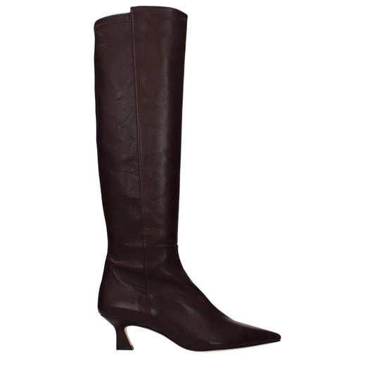 Stuart Weitzman Red Leather High Heel Boots