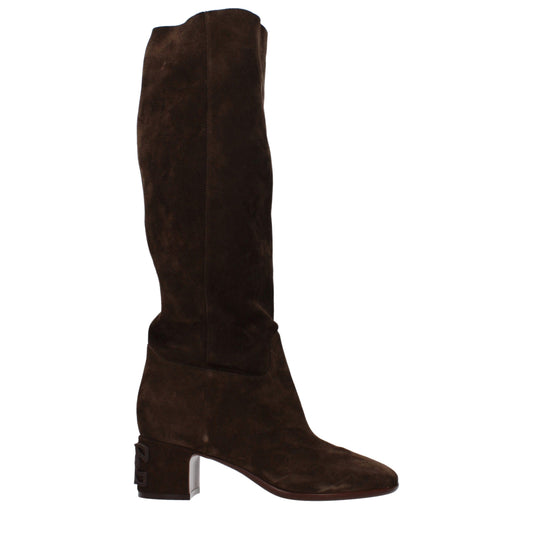Casadei Brown Leather Boots with Back Detail