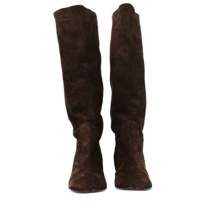 Casadei Brown Leather Boots with Back Detail