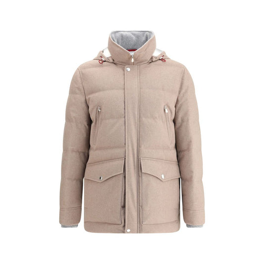 Brunello Cucinelli Cashmere Down Jacket in Beige Wool