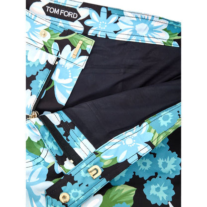 Tom Ford Blue Flower Print Boxer Swim Shorts for Men