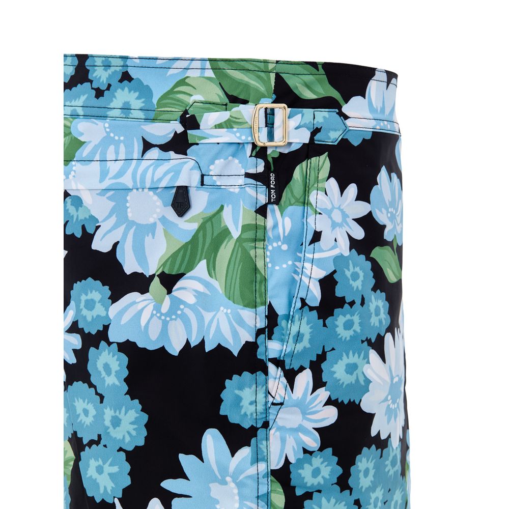 Tom Ford Blue Flower Print Boxer Swim Shorts for Men