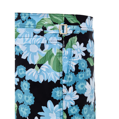 Tom Ford Blue Flower Print Boxer Swim Shorts for Men