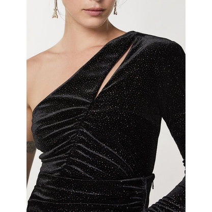 Patrizia Pepe Bicolor Polyester Tank Top Black & Purple Glitter