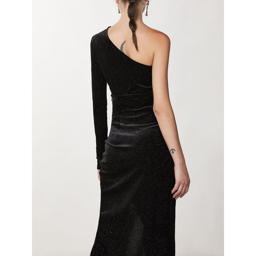 Patrizia Pepe Bicolor Polyester Tank Top Black & Purple Glitter