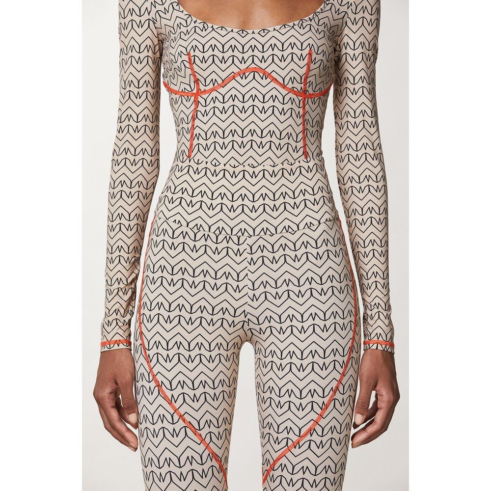 Patrizia Pepe Bicolor Polyamide Athletic Pants - Craft Beige Monogram