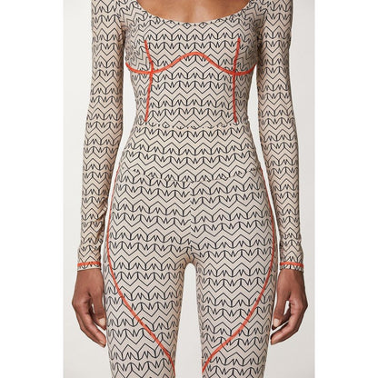 Patrizia Pepe Bicolor Polyamide Athletic Pants - Craft Beige Monogram