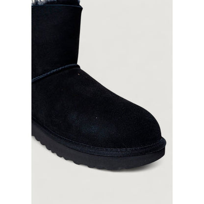 UGG Mini Bailey Bow II Black Suede Leather Ankle Boots