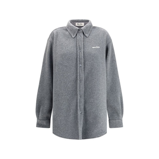 Miu Miu Gray Polyester Shirt – Playful Elegance Redefined