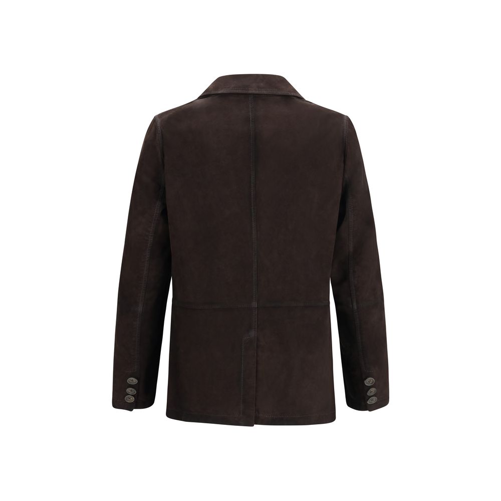 D'amico Brown Lamb Ovis Aries Suede Jacket