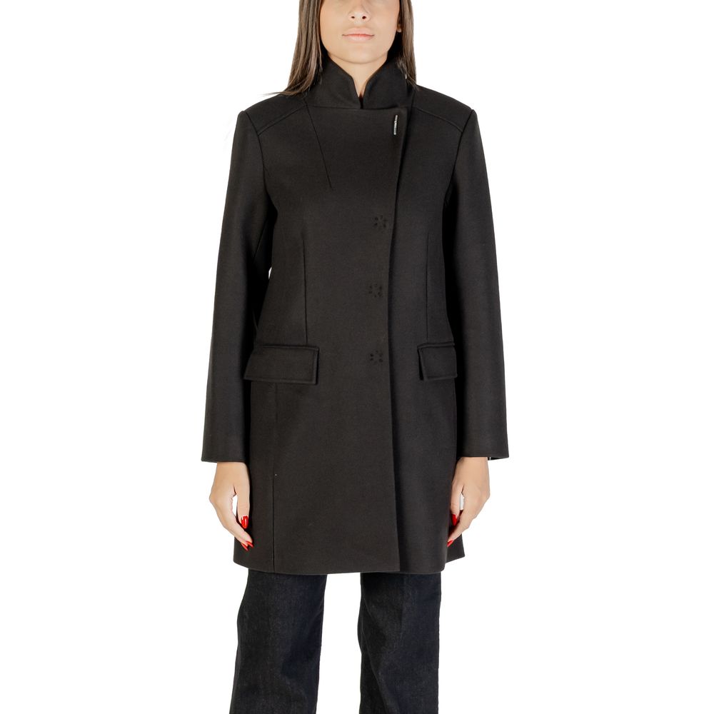 Liu Jo Black Polyester Coat - Sophisticated Elegance for Every Occasion